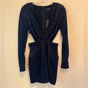 Michael Costello Black Sequined Mini Dress